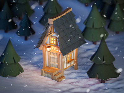 3D Winter Cottage 3d blender blender3d cartoon children book illustration environment design low poly