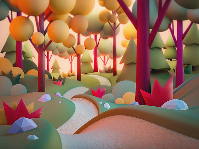 Fun in the Woods 3d blender blender3d cartoon environment design illustration low poly