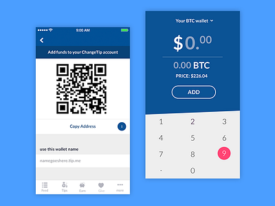 ChangeTip Pocket for Bitcoin bitcoin currency finance flat ios money pocket ui ux wallet