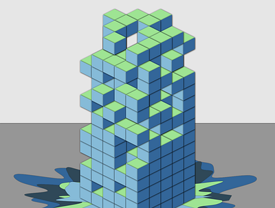 Splat Tower digital art generative art isometric