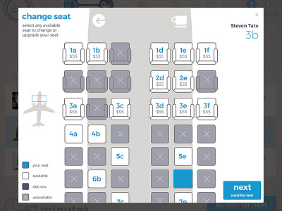 Airline Seating Map for Kiosk Checkin