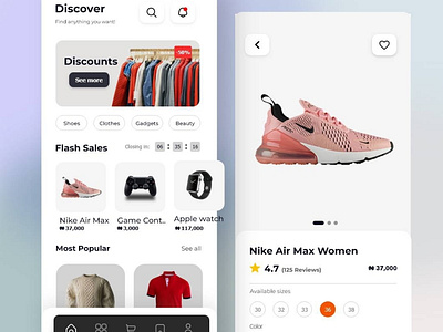 E-commerce app ui