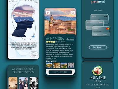 Korean Drama Travel App UI/UX Prototype app card design figma freelance graphic design korean korean drama logo travel travel app ui ux