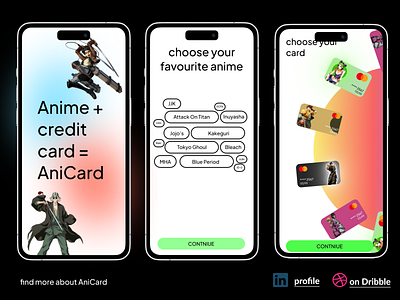 AniCard animation anime branding card credit credit card figma freelance graphic design illustration payment typography ui