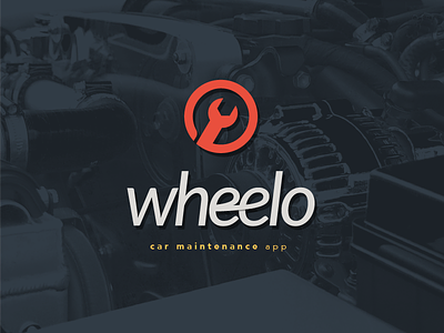 Wheelo app branding car car maintenance logo web
