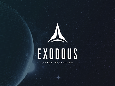 Exodous brand fiction logo planet sci fi ship space