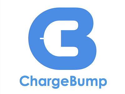 Initial ChargeBump logo concept app blue branding charegebump electric ev icon identity logo plug white whitespace
