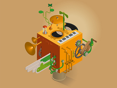 Surreal Musikustrikum Isometric Illustration