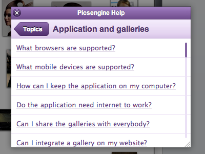 Picsengine Help cappuccino help picsengine support window