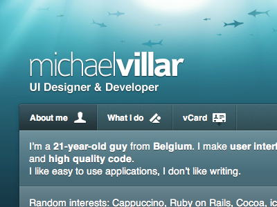 michaelvillar.com blue green personal website