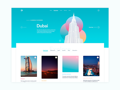 The Curated Travel circles colors gradients site travel typography