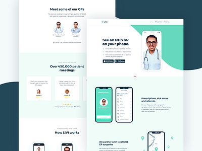 LIVI - See an GP on your phone app colors design ios landing page product typography web website