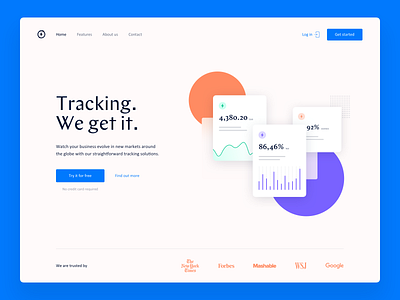 Landing page colors graphs landing page minimal product tracking typography ui web website