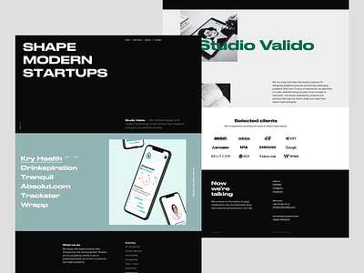 Studio Valido agency agency landing page landing page minimal product studio typography web website