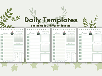 Daily Planner Templates (2 Styles) - Greenie Planner