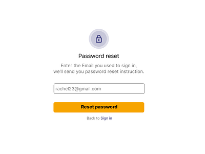 Password reset flow screen 1