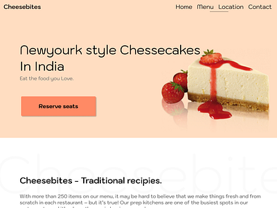 Cheesecake website landing page