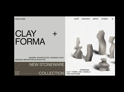 Clay Homeware Landing Page astract clay illustration landingpage pottery web webdesign