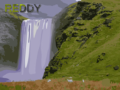 Cachoeira em uma montanha à tarde. design graphic design illustration vector