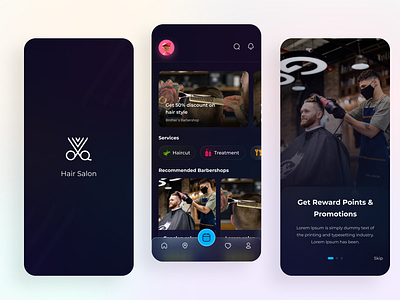 #1 Hair Salon application design booking application design hair illustration logo main screen minimal mobile ui