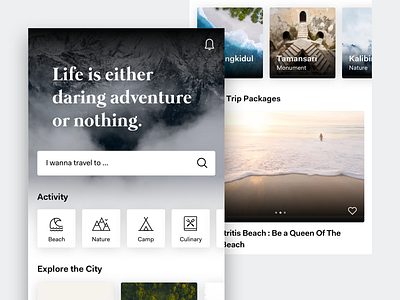 For Traveler activity android app city clean discover explore feed ios iphone local search tourism travel ui ux vacation