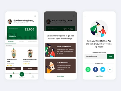 Coffee Membership app android app balance coffee human illustration member membership referral ui ux