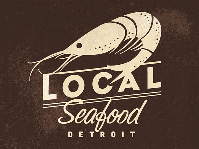 Local Seafood design identity logo retro shrimp vintage