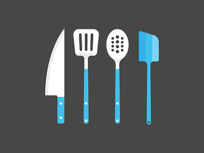 Utensils blue illustration kitchen knife simple spatula spoon utensils