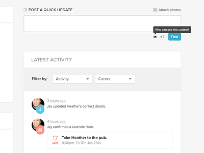 Activity feed - sneaky peeky