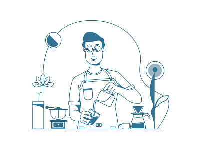 Barista Man agency branding design flatdesign graphic design illustration line art logo minimalist ui ux vector