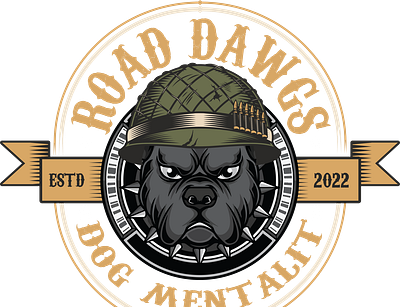 Road Dawgs Dog Military Logo 3d branding graphic design logo