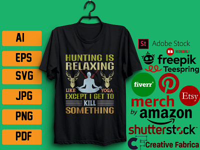 HUNTING IS RELAXING T`SHIRT DESIGN label