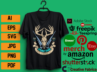 HUNTING T`SHIRT DESIGN label