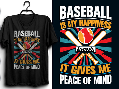 BASEBALL IS MY HAPPINESS RETRO T-SHIRT DESIGN. baseballforlife