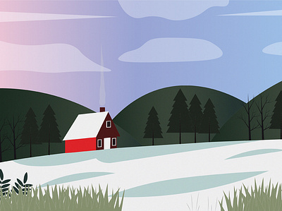 Cabin in the woods (winter) design graphic design illustration vector