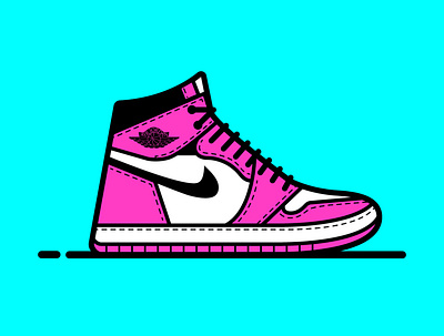 Air Jordan 1 Miami Vice basketball design flat illustration illustrator jordans miami minimal nike sneaker vice