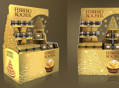 Ferrero Rocher pallet 3d design branding design ferrero fmcg graphic design pallet pos posm product design дисплей паллета