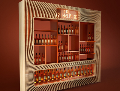 Glenlivet wooden stand branding design glenlivet graphic design horeca pos posm product design stand