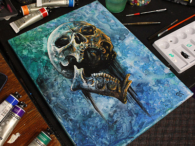 Water Skull acrylic jamie koala painting skeleton skull skulls zombie