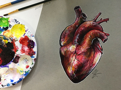 Heart Doodle-Painting acrylic anatomical heart doodle drawing heart ink jamie koala koala art design organs painting