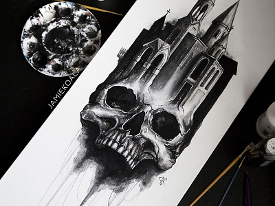 Skull Castle castle dark gothic jamie koala metal painter painting skull