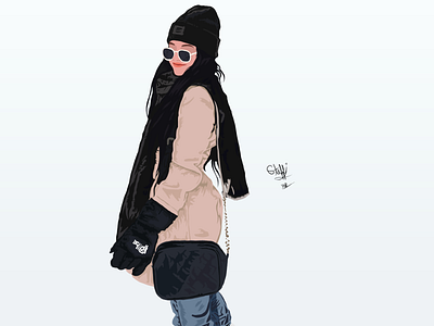 Winter cartoon cold cute design face fashion girl graphic design illustration minimalist minimalistic winter winterdesign