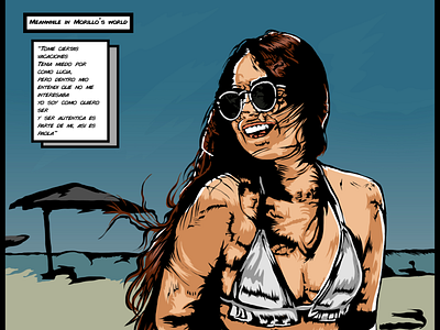 Morillo beach cartoon comicgirl cute design face girl graphic design illustration swimsuit tropical
