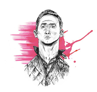 Driver drive driver gosling illustration ink portrait