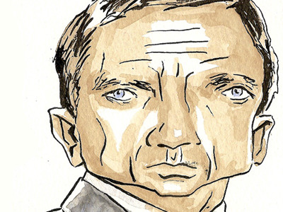 Bond 6 - Daniel Craig 007 daniel craig illustration ink james bond portrait watercolour
