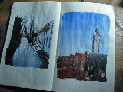 Bruges 2 acrylic belgium bruges city river sketchbook skyline