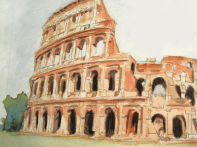 Colosseum colosseum italy pencil rome watercolour