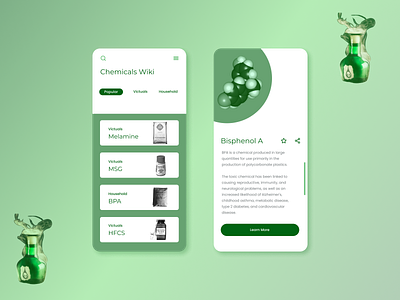 Chemicals Wiki App Design - Search and Information Page