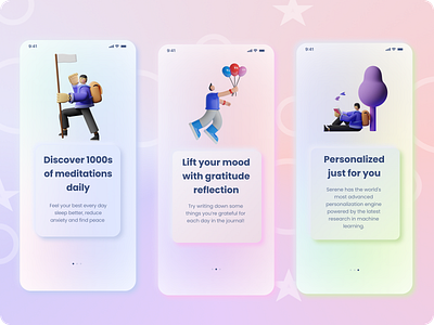 Onboarding Meditation App Design - Neomorphism Pastel Design app design figma mobile neomorphism onboarding pastel app ui ux