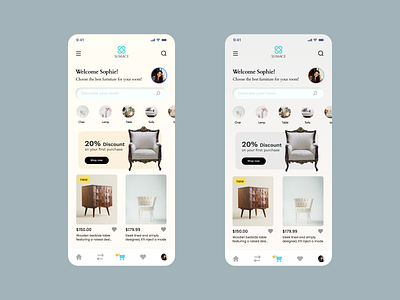 Furniture eCommerce App - Flat UI design